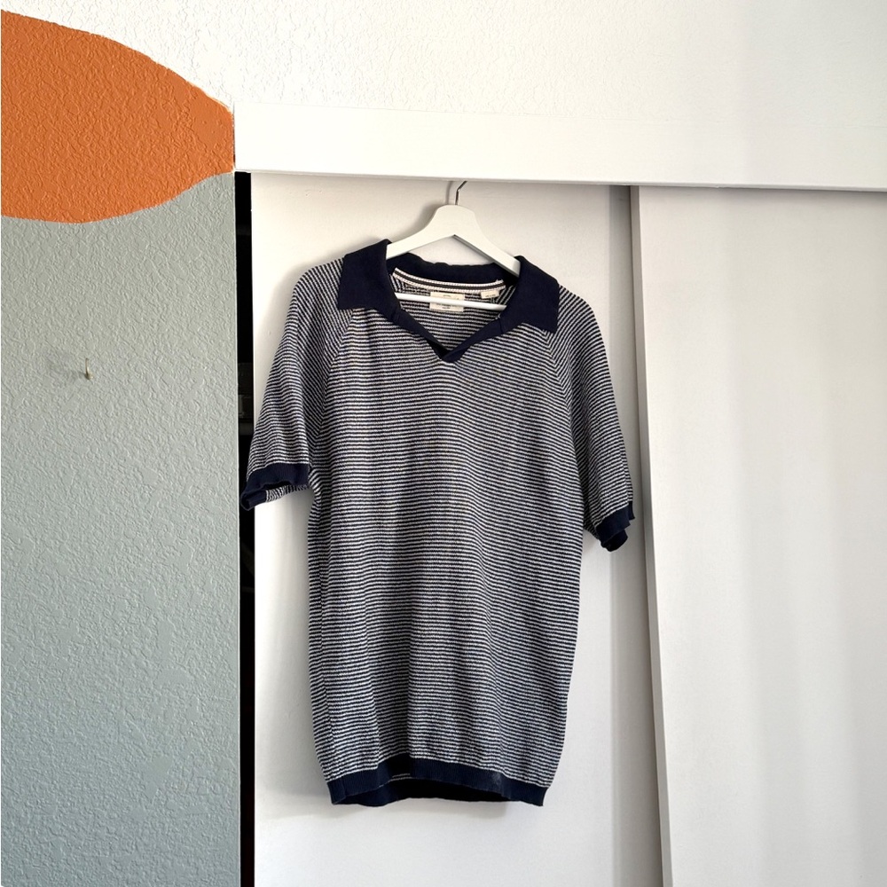 Vintage Inspired Men’s Blue & White Polo